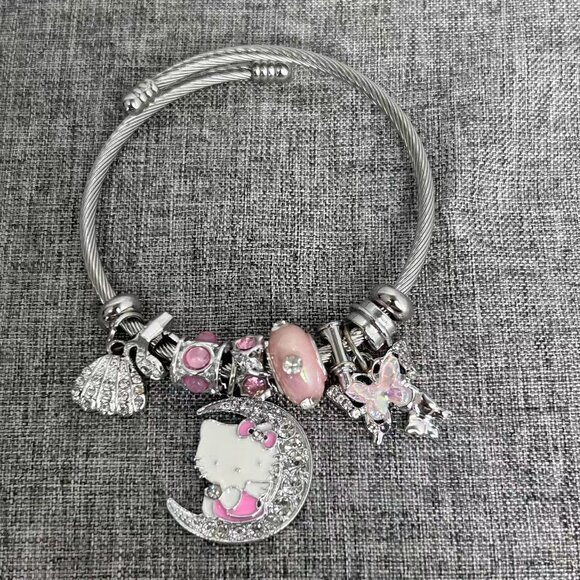 Hello Kitty Silver and Pink Charm Bracelet - Picture 1 of 5